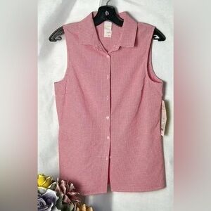Y2K LOLE top,gingham,seersucker,sleeveless,fitted,country,red & white NWT VICHY